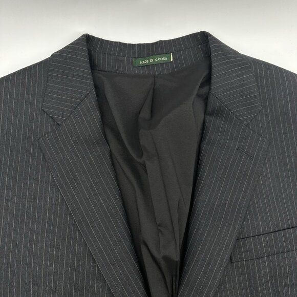 Lauren Ralph Lauren Size 46R Black Wool Pinstripe Single Breasted Suit Jacket - Picture 4 of 11